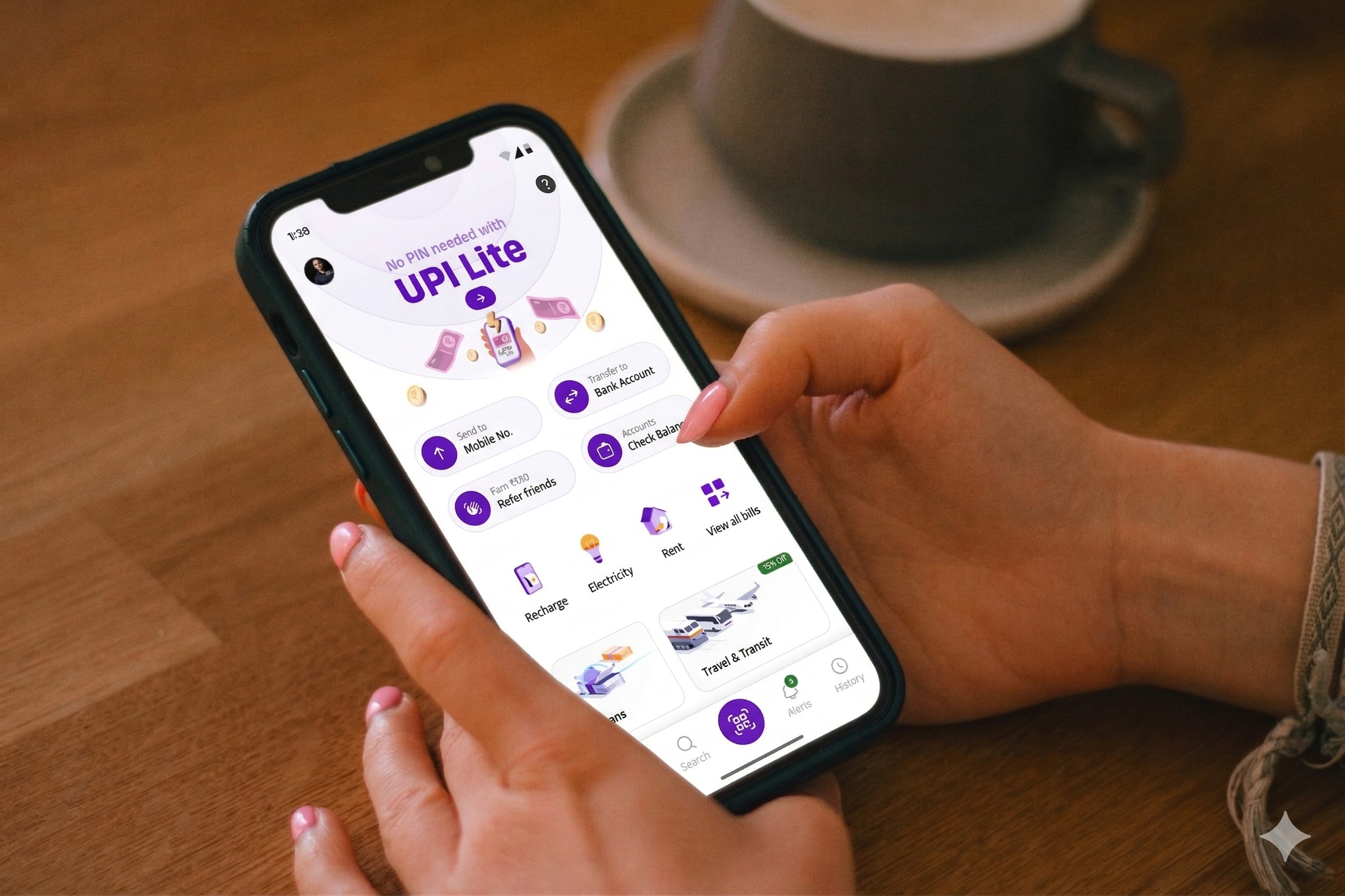 PhonePe app in hand