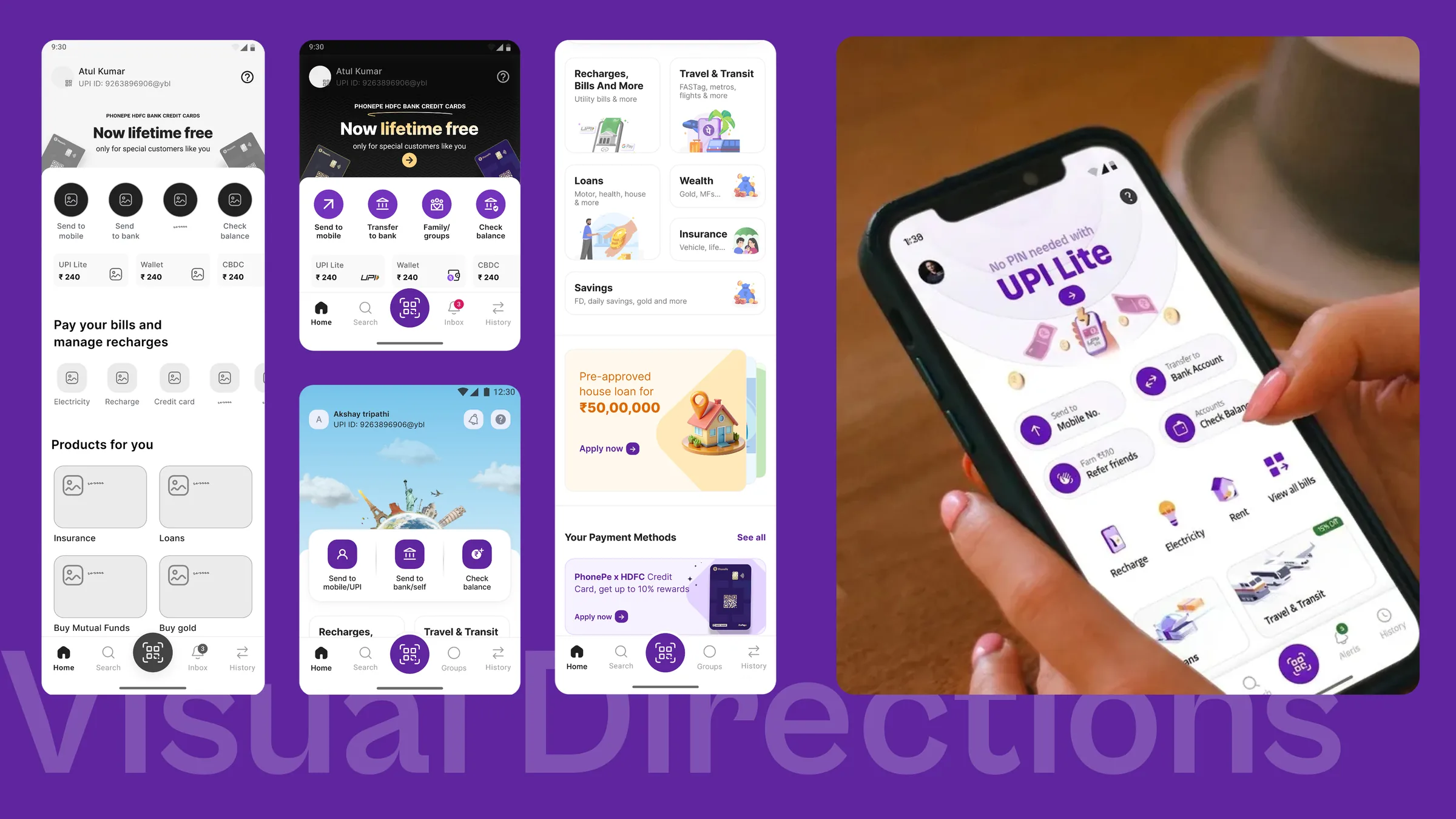 PhonePe homepage visual direction explorations